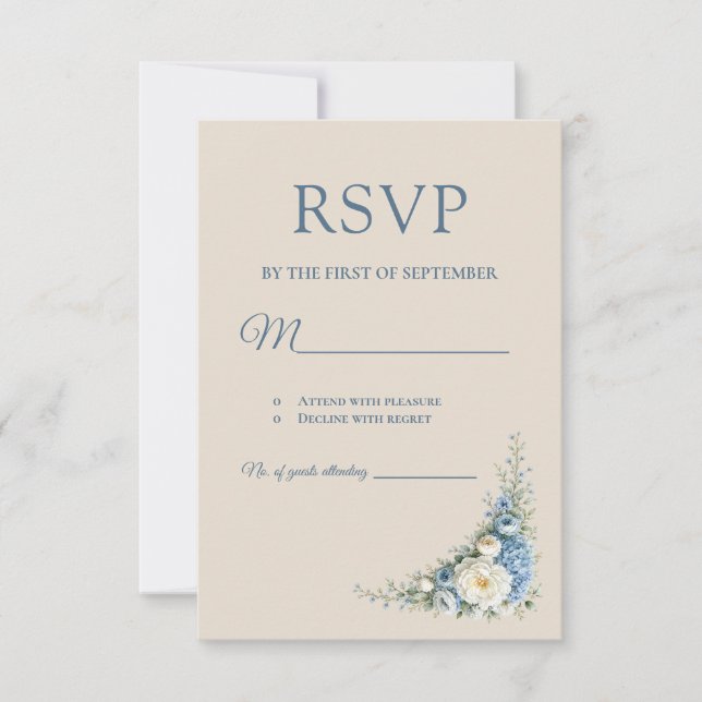 Dammblå europeisk RSVP-kort OSA Kort (Framsida)