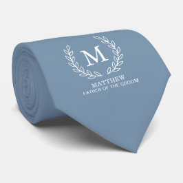 Dammblå fader till brudgummens bröllopsmonogram slips