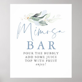 Dammblå grönska Guldblad Mimosa Barskylt Poster