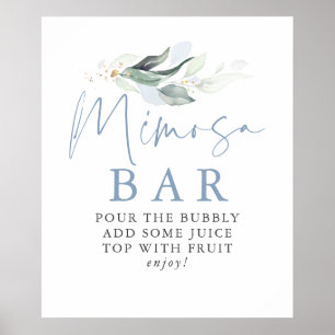 Dammblå grönska Guldblad Mimosa Barskylt Poster