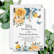 Dammblå gula blommor fjärilar 90-årsdag