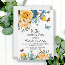 Dammblå gula blommor fjärilar födelsedag