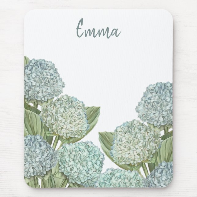 Dammblå hortensia bukett musmatta (Framsidan)