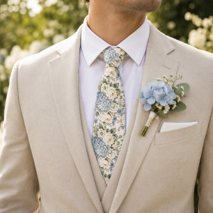 Dammblå Hydrangea Blommig Bröllop Slips