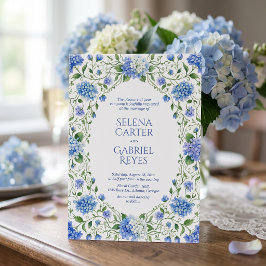 Dammblå Hydrangea Kustträdgård Bröllop Inbjudningar