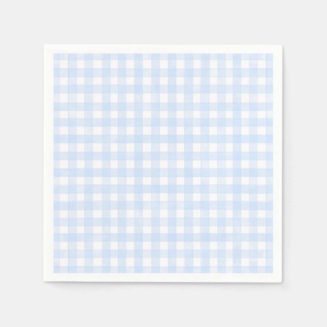 Dammblå Klassisk Gingham Pappersservett (Framsidan)