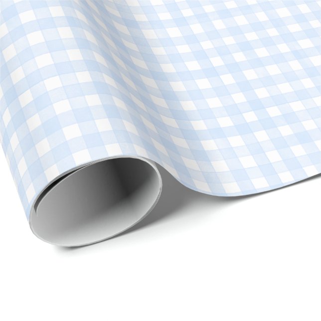 Dammblå Klassisk Gingham Presentpapper (Rullad Hörn)