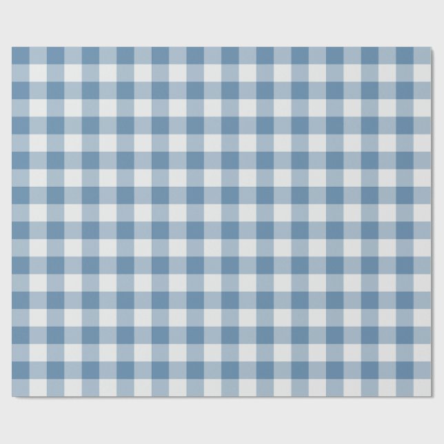 Dammblå Klassisk Gingham Rutigt Presentpapper (Platt)