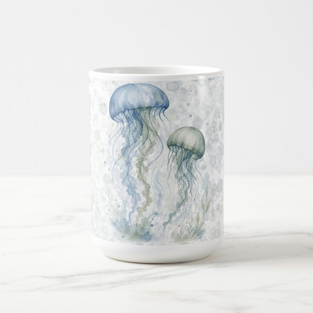 Dammblå manet pojke baby shower kaffemugg (Center)