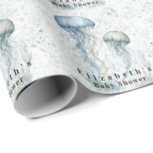 Dammblå manetpojke - baby shower presentpapper