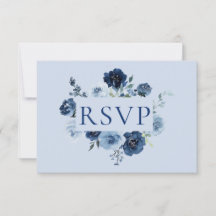 Dammblå Marin Blommig QR-kod Bröllops-RSVP