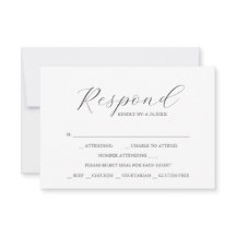 Dammblå med maträttsval Monogram RSVP-kort