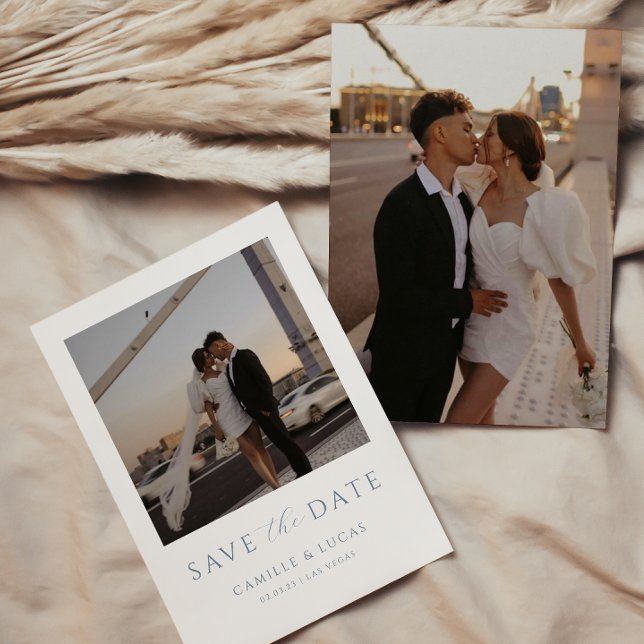 Dammblå Minimal Spara Datum Inbjudan (Skapare uppladdad)