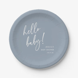 Dammblå Minimalistisk Boho Hej Bebis Babyfest