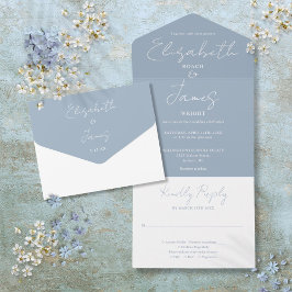 Dammblå minimalistisk elegant skrivstil bröllop