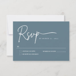 Dammblå minimalistisk handskriven skript RSVP-kort OSA Kort