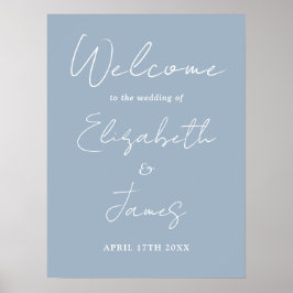 Dammblå minimalistisk vigselhälsning med elegant s poster