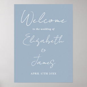 Dammblå minimalistisk vigselhälsning med elegant s poster