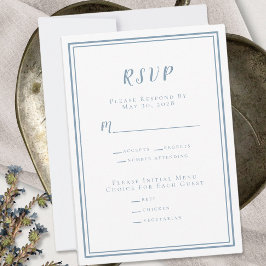 Dammblå Modern Minimalistisk Bröllops-RSVP Måltid