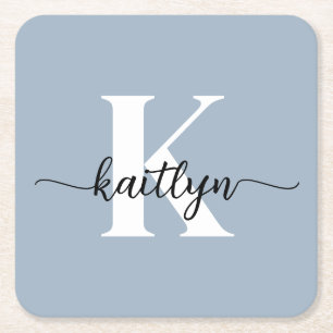 Dammblå monogram underlägg papper kvadrat