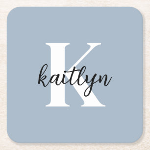 Dammblå monogram underlägg papper kvadrat