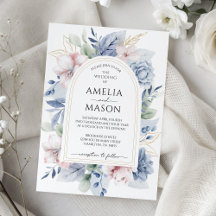 Dammblå och rosabruna blomsterbåge bröllop