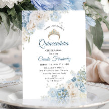 Dammblå Quinceañera Tiara Akvarellrosor