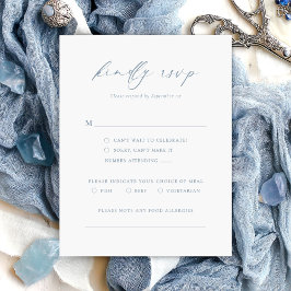 Dammblå RSVP-minimalistisk bröllopskort OSA Kort