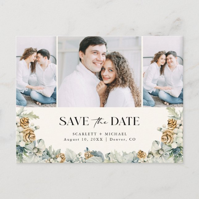 Dammblå Save The Date Brevkort Meddelande Vykort (Framsida)