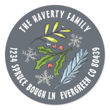 Dammblå Skissad Jullynn Gran Vinterfirande