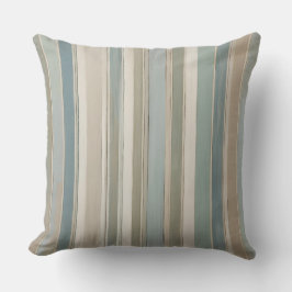 Dammblå Teal Sage Beige Randig Kudde