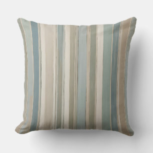 Dammblå Teal Sage Beige Randig Kudde