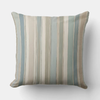 Dammblå Teal Salvia Beige Randig Kudde