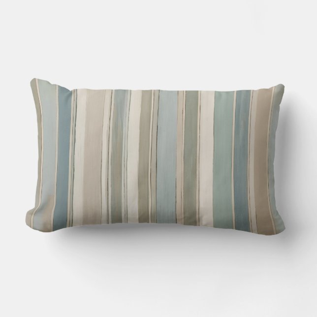 Dammblå Teal Salvia Beige Randig Lumbarkudde (Framsida)