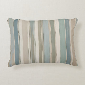 Dammblå Teal Salvia Beige Randig Prydnadskudde