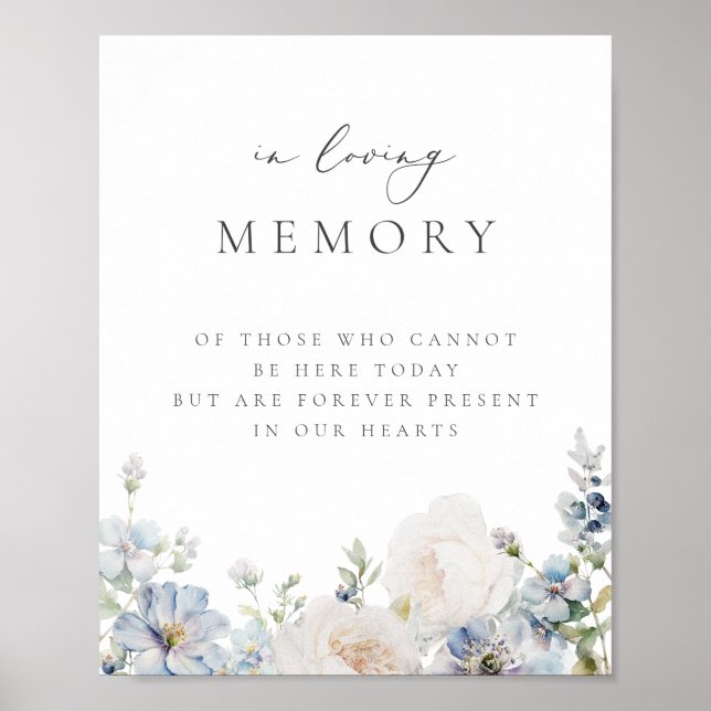 Dammblå Trädgårdsblommor Till Minne Poster (Framsidan)