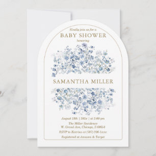 Dammblå Vildblomma Bebis Shower Inbjudan