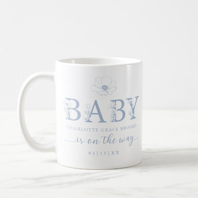 Dammblå vildblomma bebisar-announcement kaffemug kaffemugg (Vänster)