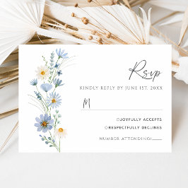 Dammblå vildblomma Blommig Bröllops RSVP OSA Kort