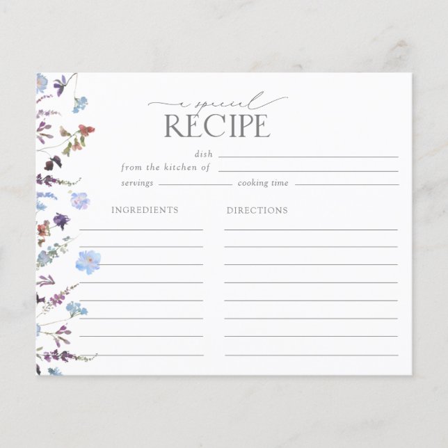 Dammblå Vildblomma Bröllopsdusch Recept (Framsida)