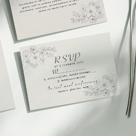 Dammblå Vintage Blommig Bröllops RSVP-kort OSA Kort