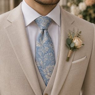 Dammblå Vintage Blommig Jacquard Slips