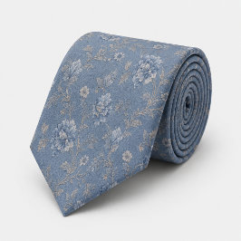 Dammblå Vintage Blommig Jacquard Slips
