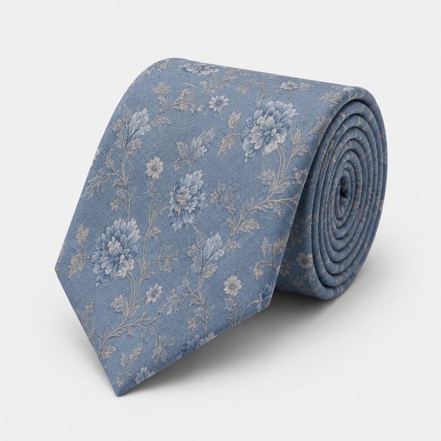 Dammblå Vintage Blommig Jacquard Slips (Skapare uppladdad)