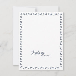 Dammblå Vintage Monogram QR-kod Bröllop RSVP C OSA Kort