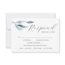Dammblått akvarell med måltidsval RSVP-kort
