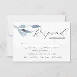 Dammblått akvarell med måltidsval RSVP-kort OSA Kort