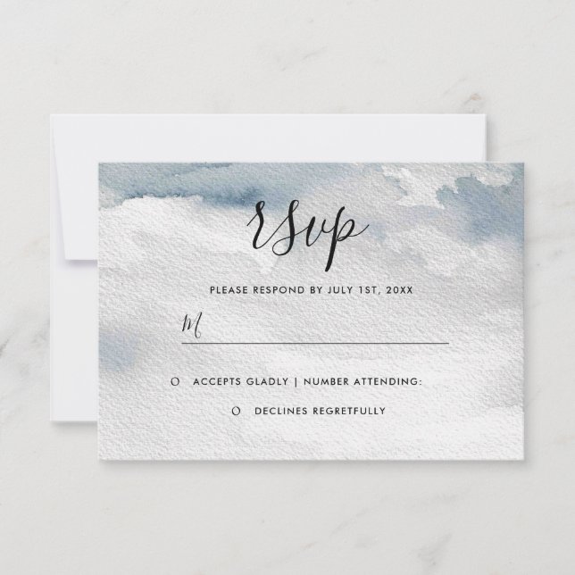Dammblått akvarellbröllop RSVP-kort OSA Kort (Framsida)