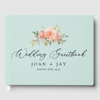 Dammblått Blommigt Sofistikerat Elegant Gästbok