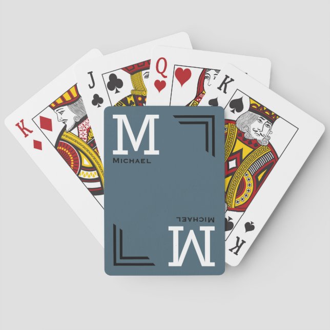 Dammblått monogrammet casinokort (Baksidan)